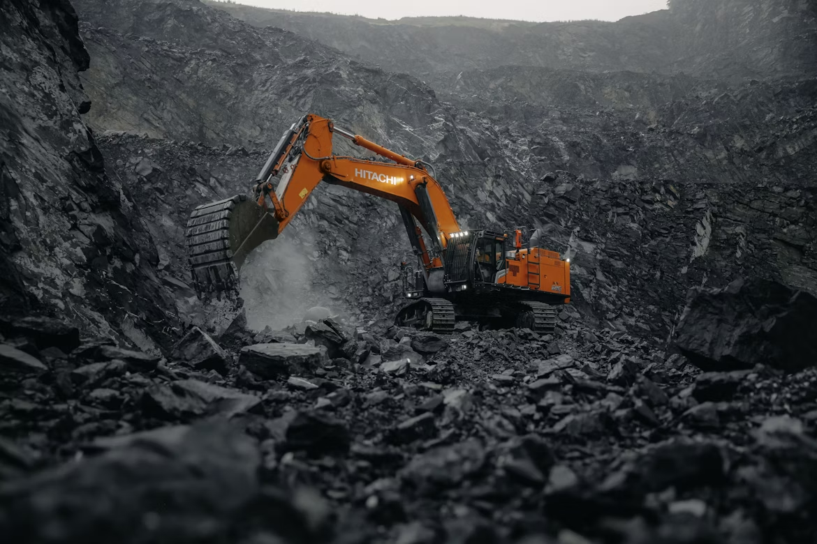 Excavator in a mine