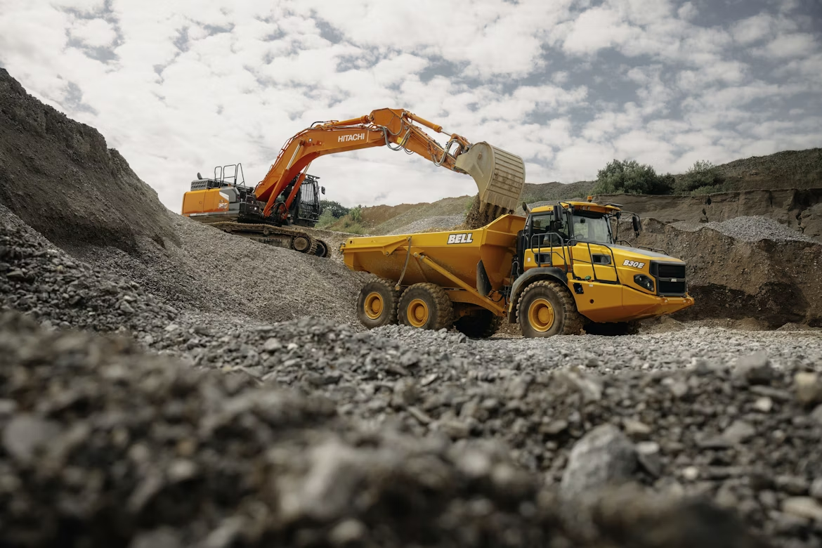Excavator loading coal